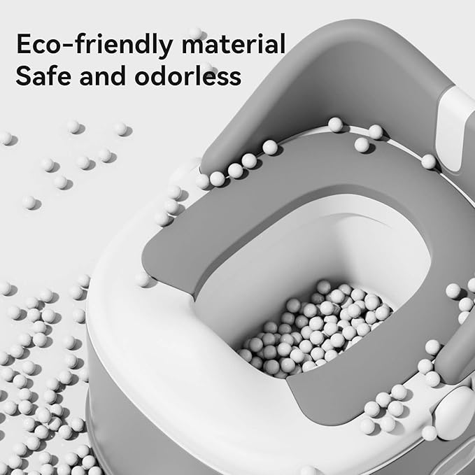 3 in 1 Toddler Potty Training Toilet Seat with Steps Ladder, Foldable Potty Train Chair Adapter for Toddlers Kids Boys Girls, Gray