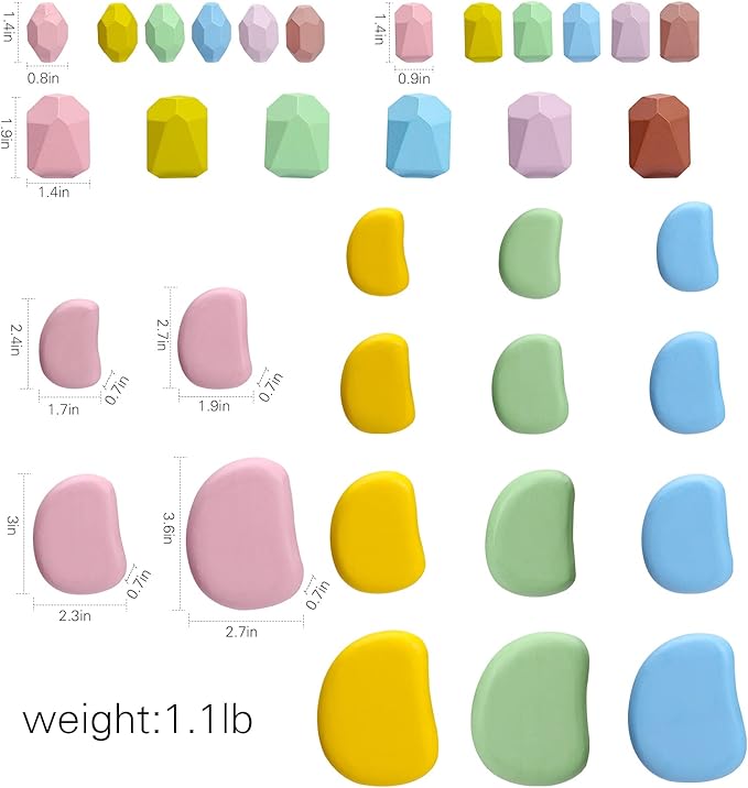 OESSUF 34PCs Stacking Rocks Balancing Stones Wooden Stacking Toys for Toddler Montessori Sorting Game