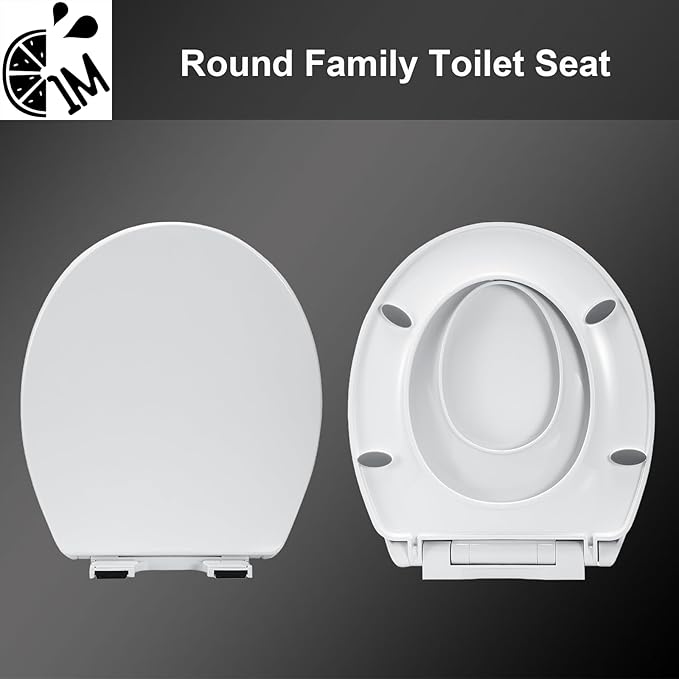 Round Toilet Seat with Toddler Seat Built In, 3X Slow Close FOR BOTH TODDLER & ADULT Seats, Potty Training Toilet Seat, No Wiggle and Easy to Install, Detachable Toddler Seat, White (2Pcs Pack)