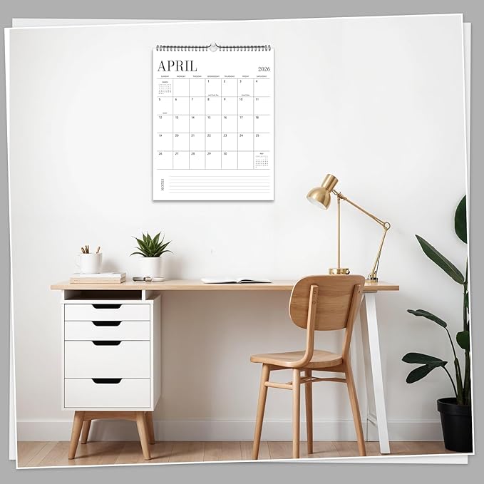 Wall Calendar 2025-2026, 18 Month Calendar from July 2025 to December 2026 14.5" x 11.8" Large Desk Calendar with Twin-Wire Binding for Home Office Planning Personal Organisers, Simple Style