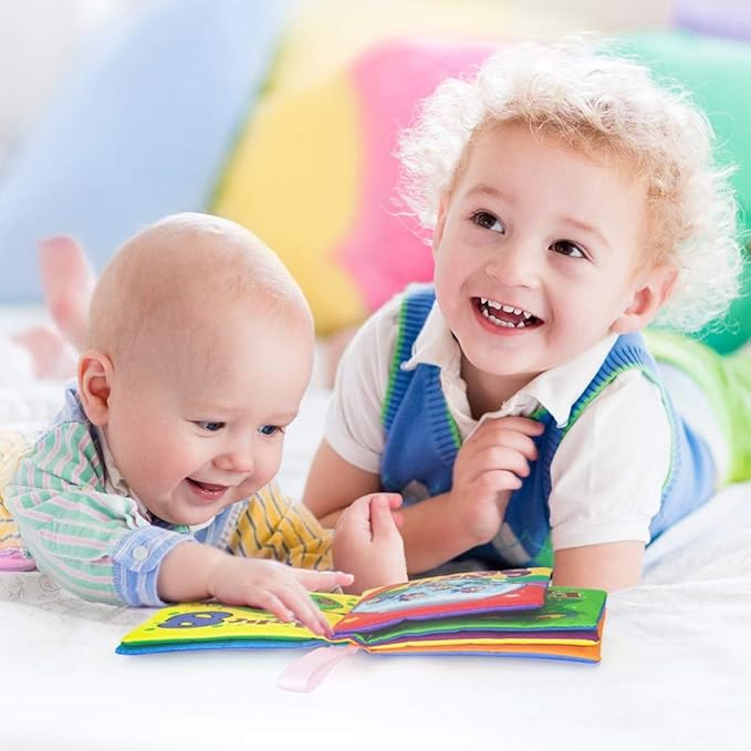 8PCS Baby Bath Books Set with Crinkle Sound, Soft Sensory Early Learning Toys for Newborns & Infants, Washable Teething Educational Activity Toy 