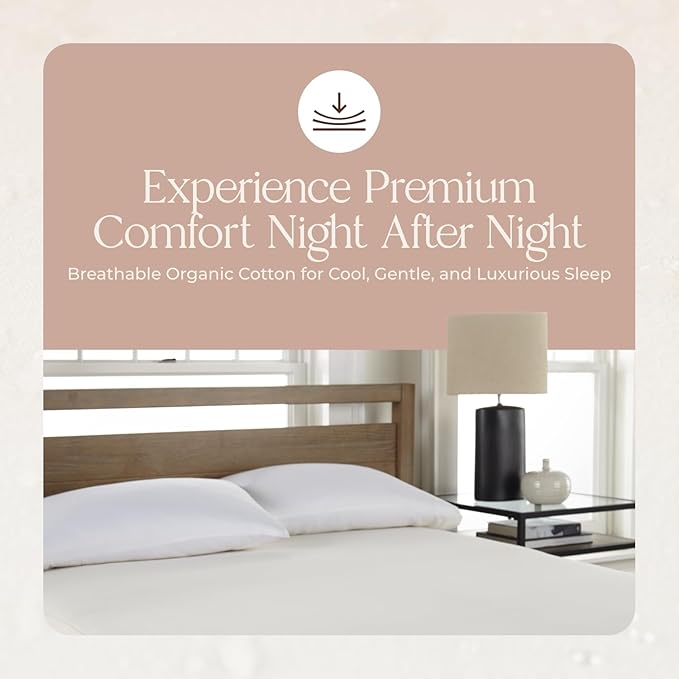 Organic Cotton, 100% Waterproof Mattress Protector Pad – Soft, Hypoallergenic, Breathable Bed Cover – GOTS & Fair-Trade Certified – 17 in. Deep, California King Size Mattress Cover by Whisper Organics