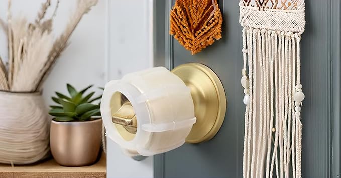 Enjoy Cover |Door Handle Grip Doorstop Knob Stopper Cover, Set of 2 Silicone Door Knob Grips Universal Size Protects Walls from Dents and Damage (Clear)