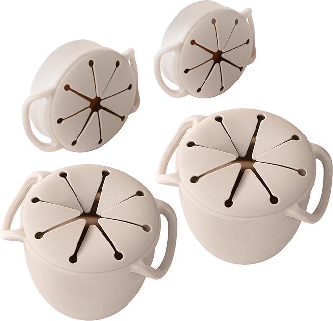 Snack Cups for Toddlers Spill Proof,Baby Snack Containers,Collapsible Food Grade Silicone Snack Cup,Dishwasher Safe and BPA Free,Set Of 2,13 Oz,Grey