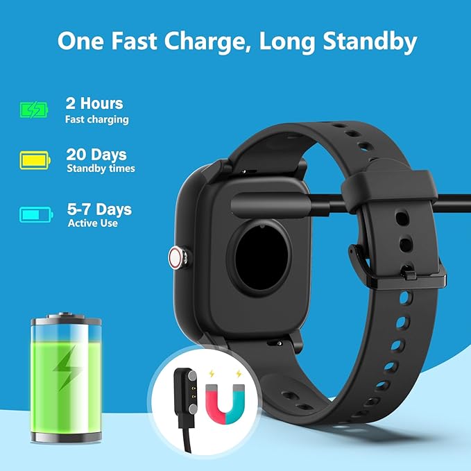 Kids Wach for Girls Boys 6-15 Year Old - Smart Watch for Kids 1.8" Fitness Tracker,No Phone Needed,Pedometer Sleep Monitor Heart Rate Waterproof,Puzzle Game for Girls Boys Teens Birthday Gift (Black)