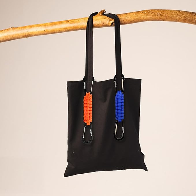 BRAVESHINE Paracord Keychain Carabiner Clip, D Ring Lanyard Hanger Stroller Hook for Water Bottle, Key, Backpacks, Men, Women