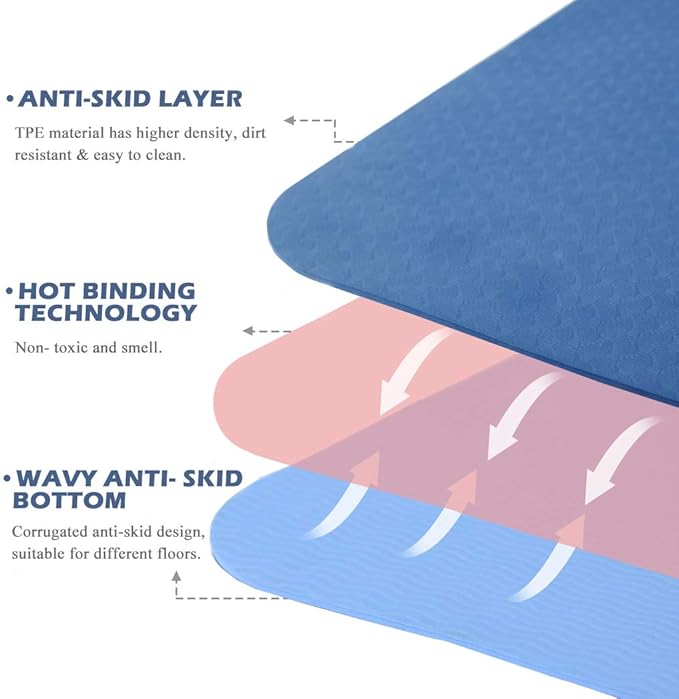 UMINEUX Yoga Mat Extra Thick 1/3'' & 2/5" Non Slip Yoga Mats for Women Eco Friendly TPE Fitness Exercise Mat with Carrying Sling & Storage Bag