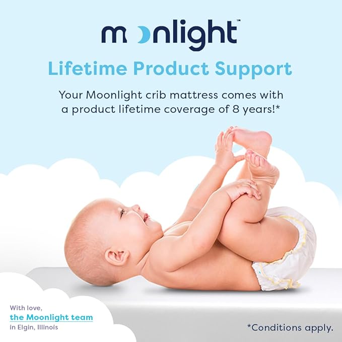 Moonlight Slumber EZ Dreamer Crib Mattress – Dual-Sided Baby and Toddler Mattress, Firm Infant Support, Waterproof and Hypoallergenic Cover, 4.5" Foam, Standard Size, Made in USA