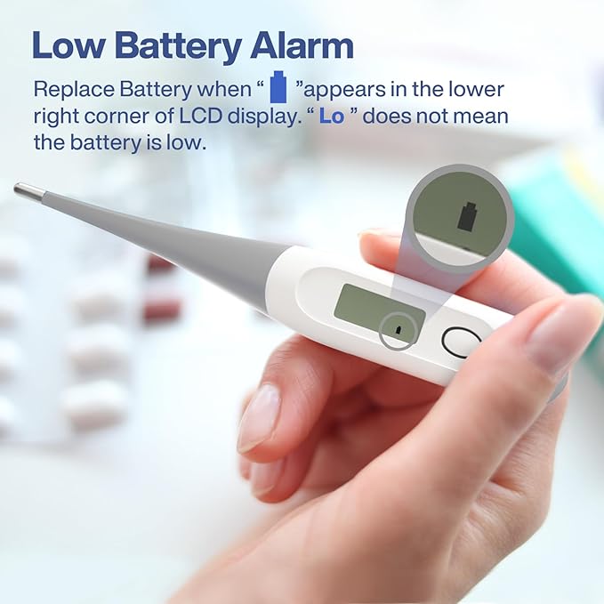 Boncare 10 Seconds Digital Thermometer for Adults and Kids - Accurate & Safe Rectal Thermometer for Baby with Fever Alarm, Oral Thermometer (Gray)