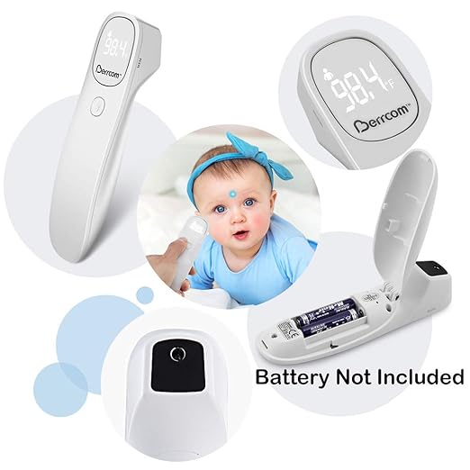 Berrcom Non Contact Infrared Thermometer Digital Forehead Thermometer for Adults and Kids Temperature Thermometer 3 in 1 with Fever Alert Touchless Baby Thermometer Large LED Display
