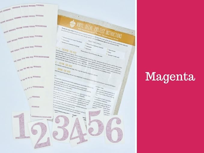 Little Acorns DIY Vinyl Growth Chart Ruler Decal Kit, Large #s - Magenta