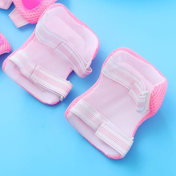 Totority Kids Helmet Knee Elbow Pads: 7pcs Children Skating Helmet Skateboard Knee Gear Wrist Cuff Elbow Protectors Pink