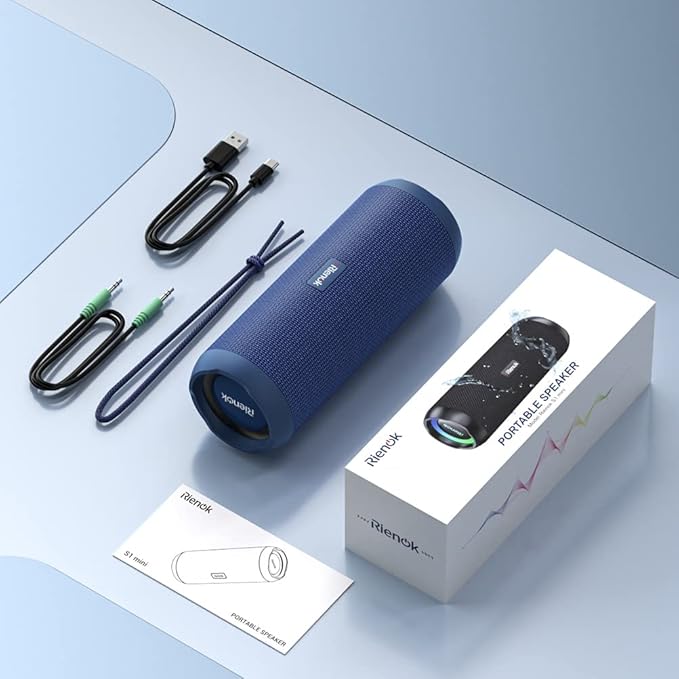 RIENOK Portable Bluetooth Speaker 30W Dual Pairing True Wireless Stereo HD Sound IPX7 Waterproof Outdoor Sport Shower Wireless Speaker Bluetooth 5.3 for Home Party