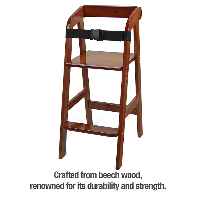 PandaEar Wooden High Chair for Toddlers, Adjustable Child Highchair Feeding Chair with Removable Cushion & Steps for Kids Dining, Eating, Studyin (Walnut)