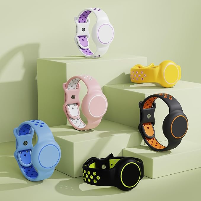 Waterproof Bracelet Compatible with AirTag for Kids (2 Pack), Protective Case GPS Tracker Holder for Child with Full Coverage Hidden Design, Soft Silicone Anti-Lost Wristband Cover for Toddler BWBB