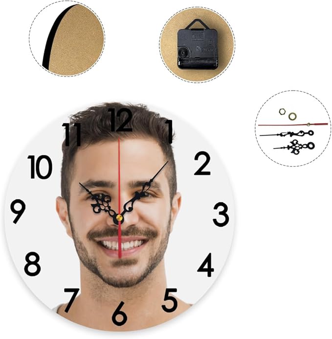 Generic Custom Clocks for Walls Personalized Clocks with Photo Text Logo Silent Non Ticking Round Decoration for Kitchen Wedding Friend Family Lover, 12x12Inch