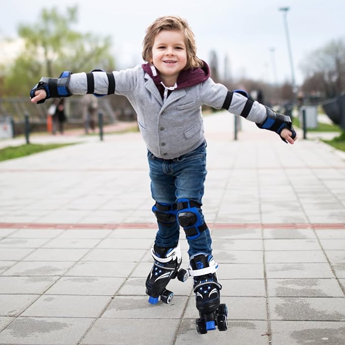 Adjustable 4 Size Kids Roller Skates With Light up Wheels for Girls Ages 5-8-12, Safe and Fun Illuminating Skates for Kids, Toddlers, Boys