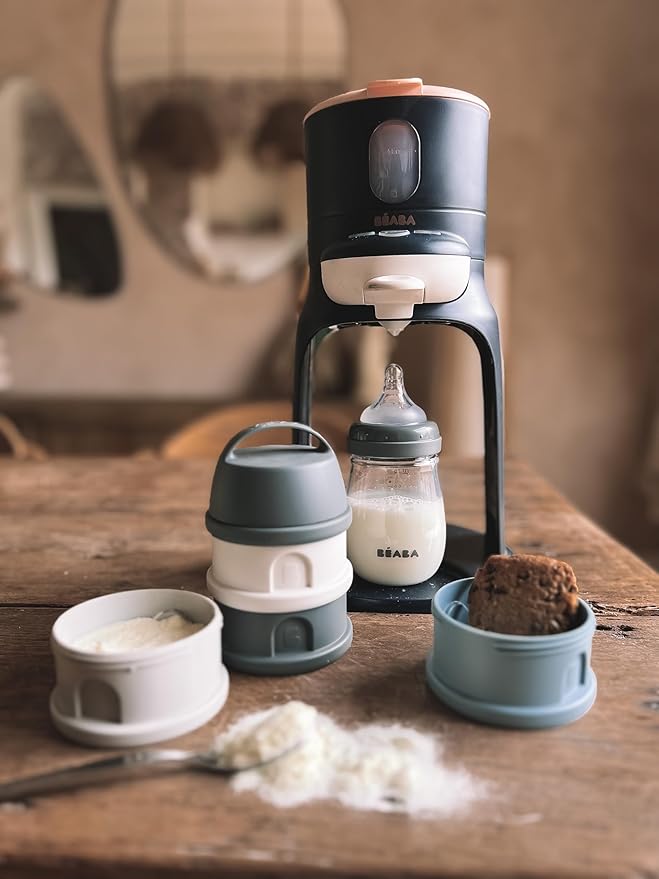 BEABA Formula and Snack Container, Baby Formula Dispenser, Toddler Baby Snack Storage Container, Holds up to 11 Doses of Milk Powder Per Compartment, Made in France, Rain