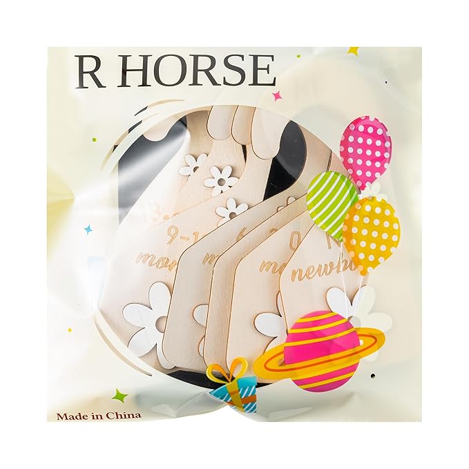R HORSE Wooden Baby Closet Dividers - 8Pcs Double-Sided 3D Daisy Nursery Closet Organizer Baby Clothes Size Hanger Dividers Newborn Nursery Decor Birthday Gift for Boy Girl (0-24 Months)