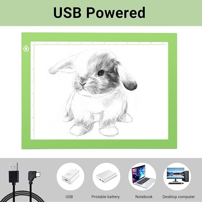 Tracing Light Table Ultra-Thin A4 LED Copy Board NXENTC Light Pad Drawing Display Pad Brightness Adjustable Stencil Artist Art Tracing Tatto Table Green