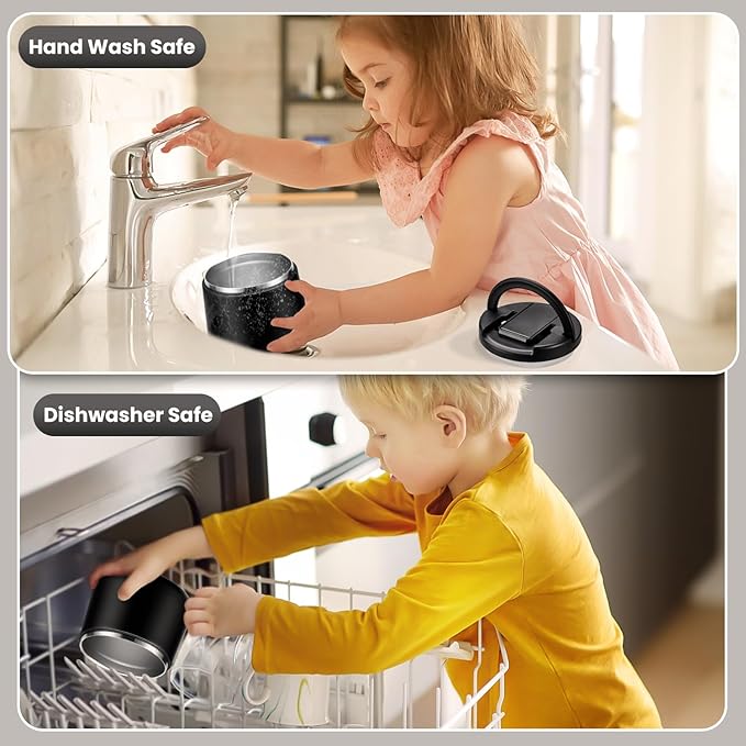 Soup Thermo for Hot Food 14oz Lunch Containers with Buckle Lid Wide Mouth Hot Food Jar Vacuum Insulated Stainless Steel Bento Box Leakproof with Spoon(Black)