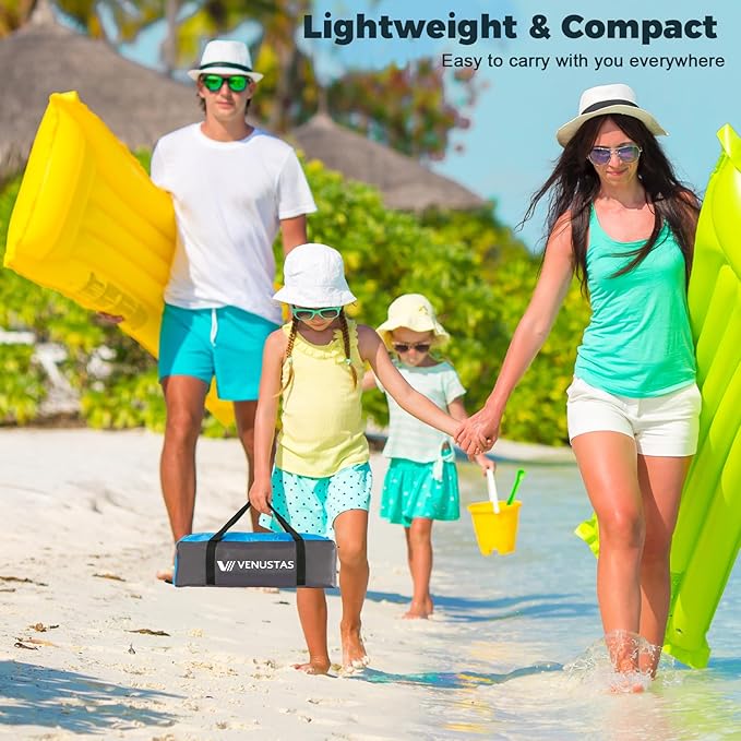 Venustas Beach Tent Sun Shelter for 3/4-5/6-7/8-10 Person, UPF 50+ UV Protection Beach Canopy, Lightweight and Easy Setup Cabana, Portable Shade Tent