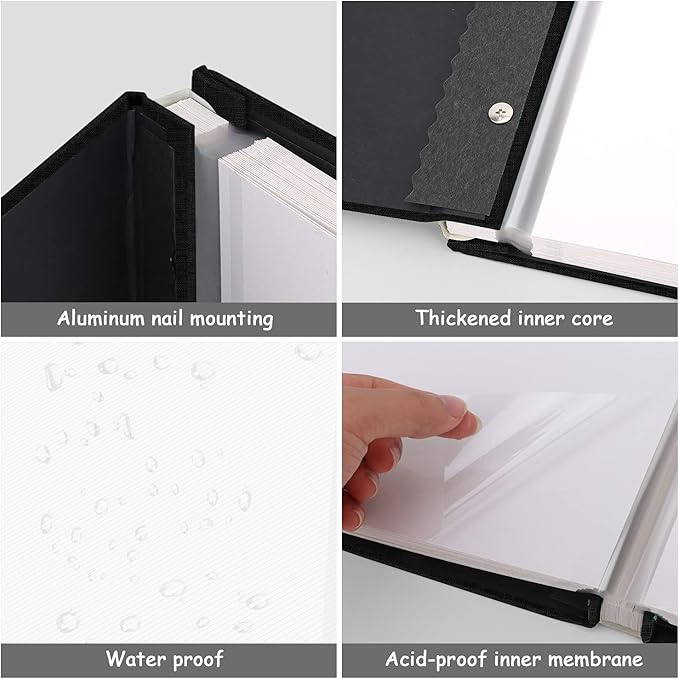 Zesthouse Large 18In Photo Album Self Adhesive 60 Pages, Scrapbook Albums with Sticky Page Holds 10x12 & 8x10 & 5X7 & 4x6 Pictures, DIY Photo Book Ideal Gift for Family Wedding Baby