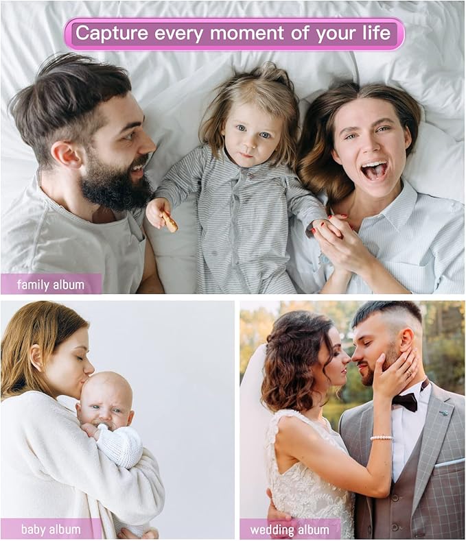 popotop Photo Album Self Adhesive with Picture Display Window,40 Pages DIY Scrapbooking Supplies Kit for 4x6 10x12 Picture,Linen Cover Memory Book for Baby Wedding, with Scraper and Metallic Pen