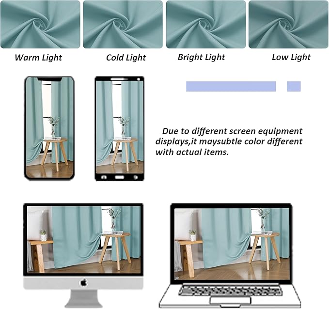 Simplebrand Ava Aqua Short 36 Inches Blackout Curtain 2 Panels Set, Half Window Rod Pocket Privacy Curtain Tiers for Kitchen, Curtains Blackout for Bathroom Shades, W40 x L36 Inch, Aqua