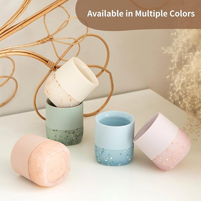 Moonkie Silicone Baby Cup 4 Months+ | Open Training Drinkware for Infants with Confetti Sprinkles | Baby-Led Weaning Essential | 2 oz (Ether, 1 Pack)