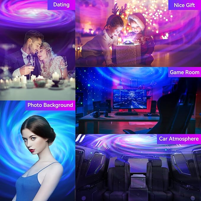 ENOKIK Galaxy Projector, Star Aurora Projector Built-in Bluetooth Speaker, Night Light for Kids Adults, White Noise Light for Home Decor/Relaxation/Party/Music/Gift (Black)