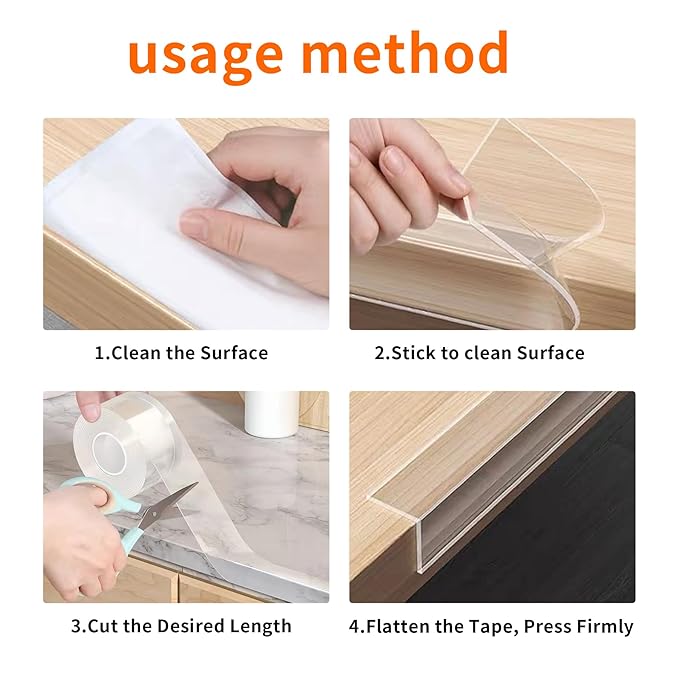 2Pack Baby Proofing Edge Protector for Baby,1.57in x 9.84ft,Clear Edge Protector Strip Sharp Edge Wrap Cover Tape,Corner Bumpers for Furniture,Crib Rail Covers for Teething