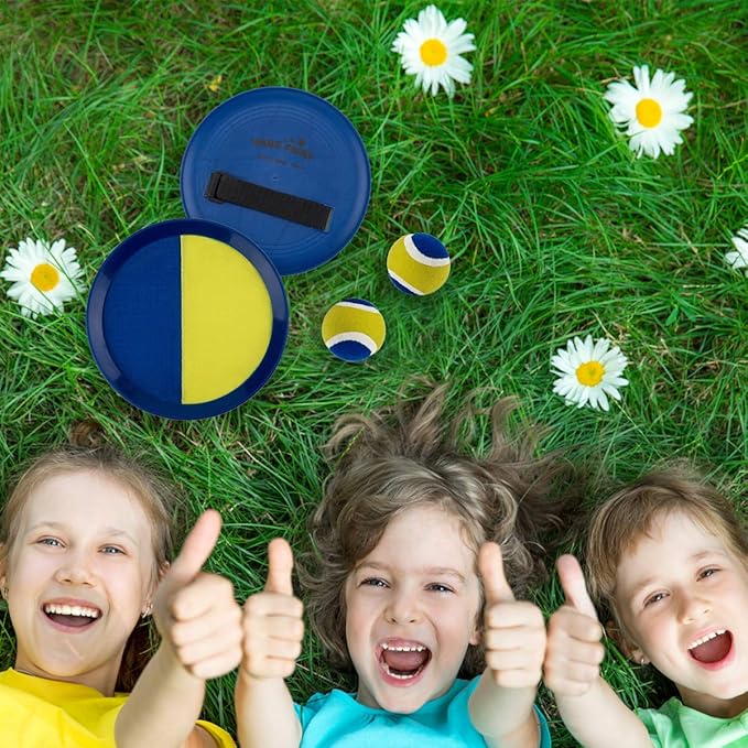 EVERICH Upgraded Toss and Catch Ball Game Set - Indoor and Outdoor Games for Kids 3-12, Beach Sand Pool Water Toy Includes 4 Paddles 4 Sticky Balls, Great Birthday Easter Gifts for Boys Girls