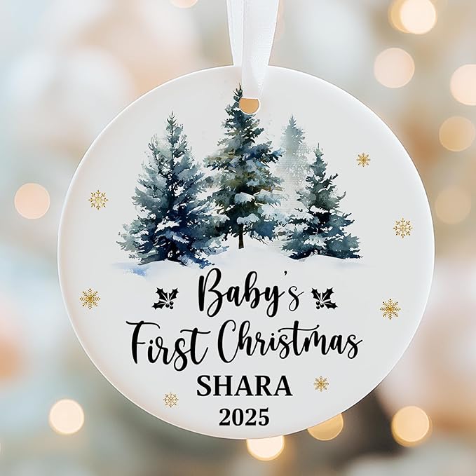 Personalized Baby First Christmas Ornament 2025 - Custom Newborn Keepsake - Sweet Gift for New Parents Mom Dad - Sweet Baby, Boy, Girls, Mom, Dad Holiday Celebration