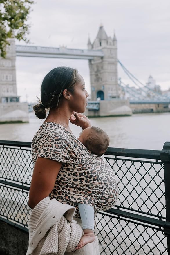 Boba Baby Wrap Carrier - Original Baby Carrier Wrap Sling for Newborns - Baby Wearing Essentials - Newborn Wrap Swaddle Holder, Newborn to Toddler Infant Sling (Leopard)