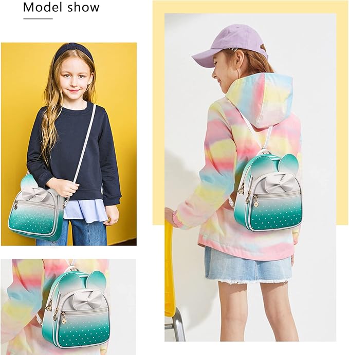 KL928 Girls Bowknot Polka Dot Cute Mini Backpack Small Daypacks Convertible Shoulder Bag Purse for Women