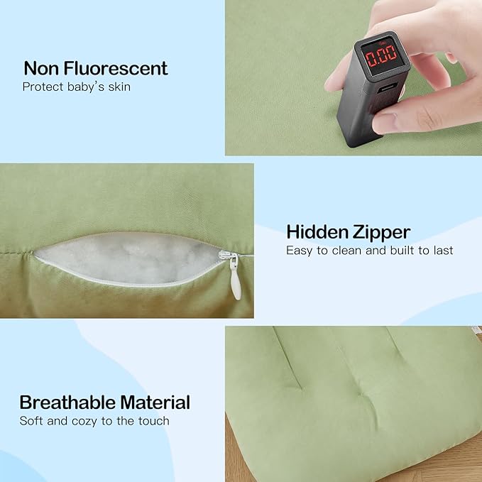 Baby Lounger for Newborn, Bionic Design Baby Lounger, Soft Organic Cotton Breathable Lounger for Infants 0-18 Months (Green)