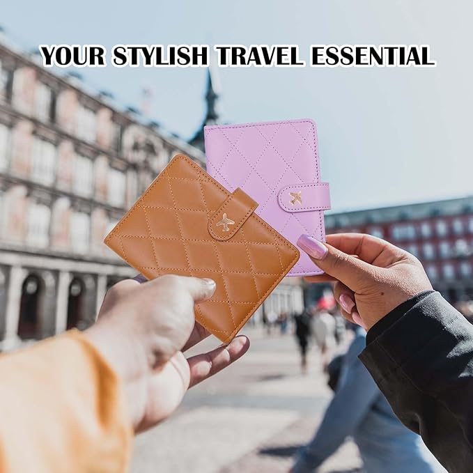 Melsbrinna Rfid Passport Holder for Travel women/Men, Cute Passport Wallet Rfid Blocking Card Slots, Rfid Passport Cover/CaseTravel Wallet, Passport Book Holder (1, LG BROWN)