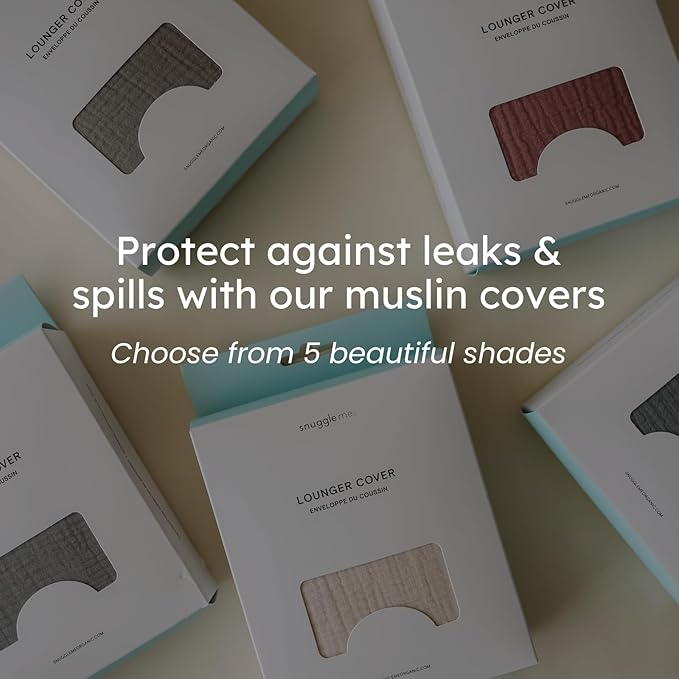 Snuggle Me® Baby Lounger Curve (0-6 Months) - Premium Organic Cotton with Foam Core, Machine-Washable Cover, Buttery-Soft & Breathable Infant Lounger with Travel Bag (30 in x 20 in x 1.9 in) - Slate