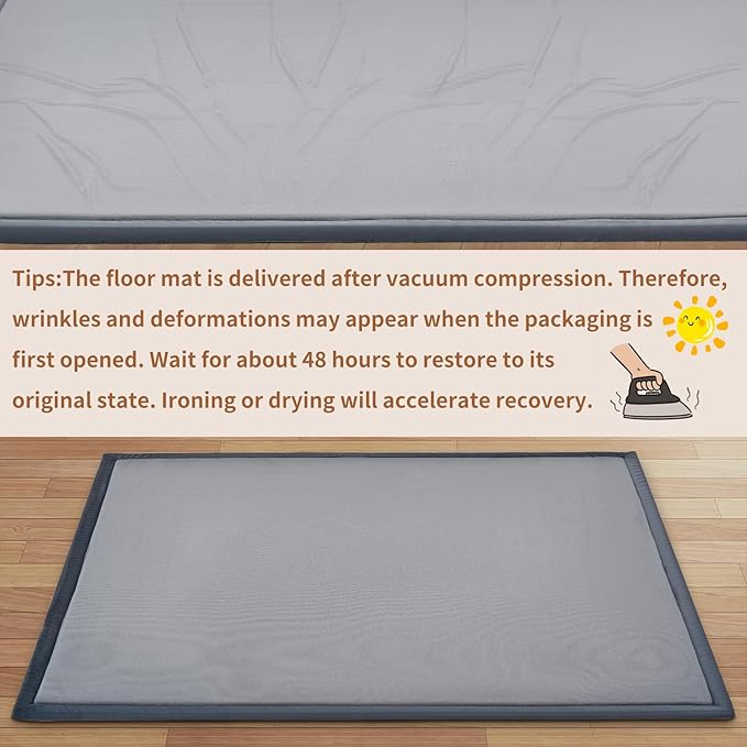 SUNYRISY 70x80in Baby Play Mat for Floor, 1.4in Thick Soft Memory Foam Crawling Tummy Time Mat for Toddlers Infants Kids, Non-Slip Bottom Baby Rugs for Nursery