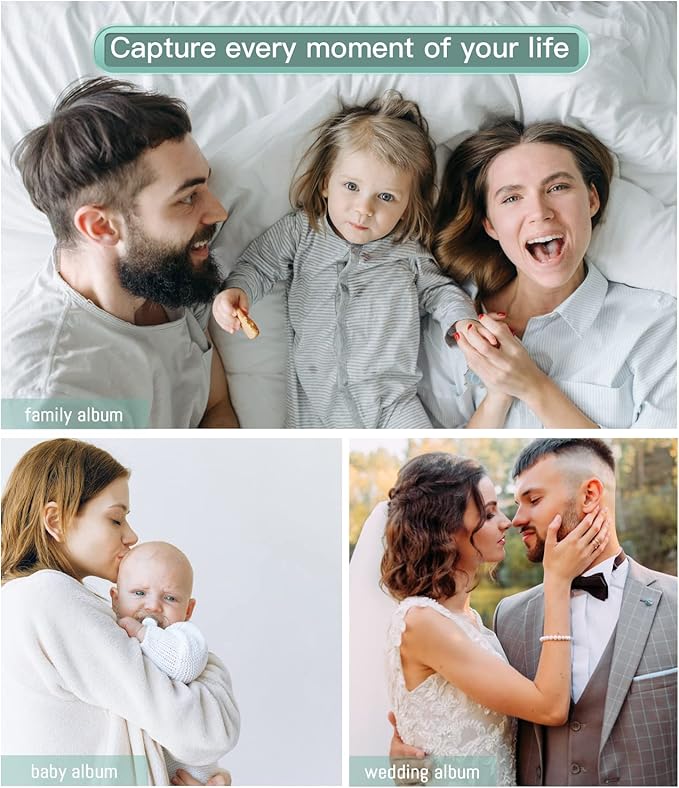 popotop Photo Album Self Adhesive with Picture Display Window,40 Pages DIY Scrapbooking Supplies Kit for 4x6 8x10 Picture,Linen Cover Memory Book for Baby Wedding, with Scraper and Metallic Pen