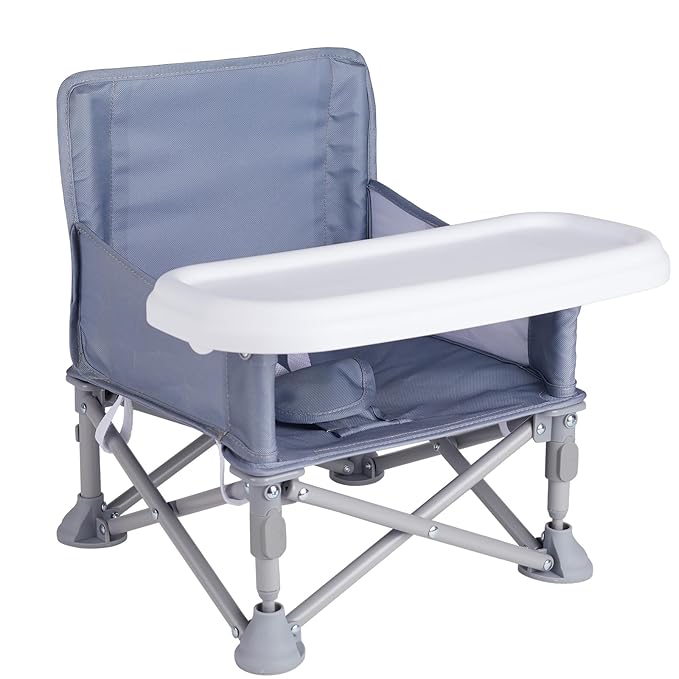 Portable Booster Seat, Toddler Baby Seat with Tray for Dining Table Compact Floor Chair for Camping Lawn Beach Babies Travel 6-36 Months