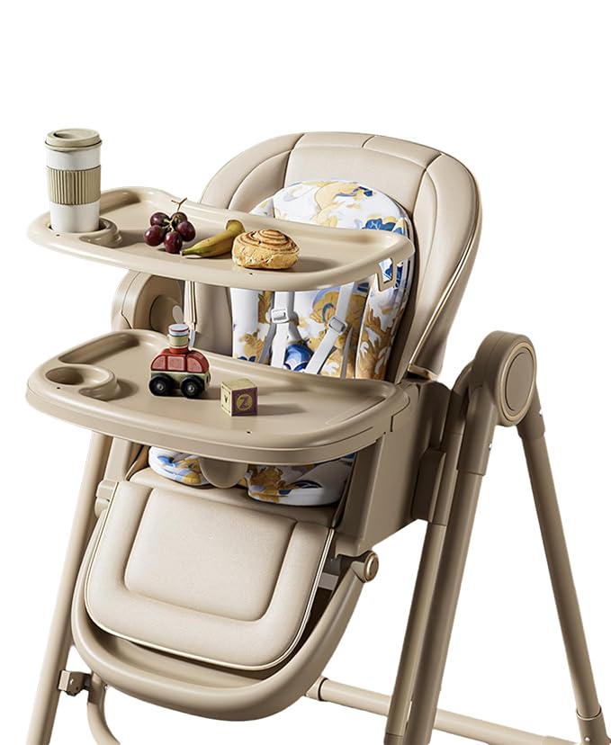 Multi Functional All in 1 Baby High Chair Swings for Infants Foldable Rocking 8 Level Height Adjustment Eco Friendly Washable PU Cushion Ultimate Baby Feeding Chair (Gray)