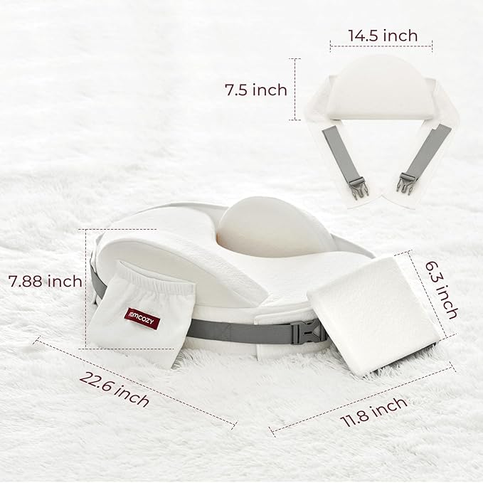 Momcozy CozyPro Nursing Pillow for Breastfeeding - All Around Ergonomic Comfort & Support - Pioneering Safety Fence - Plus Size Wider Feeding Pillow with Lumbar Support for Easier & Healthier Nursing