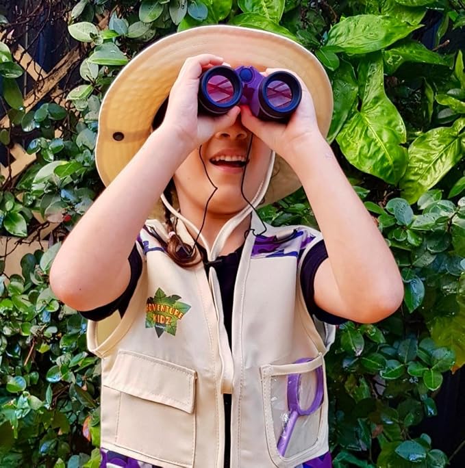Adventure Kidz - Outdoor Exploration Kit, Childrenās Toy Binoculars with Case, Flashlight, Compass, Fox Whistle, Magnifying Glass, Backpack. Great Kids Set for Camping, Hiking, STEM, Pretend Play.