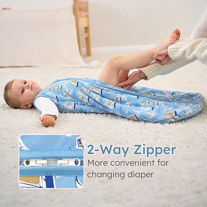 Yoofoss Baby Sleep Sack 6-12 Months, 1.5 Tog Baby Wearable Blanket with 2-Way Zipper, 100% Cotton Organic Fabric Winter Infant Sleeping Sack, Warm Soft Comfy