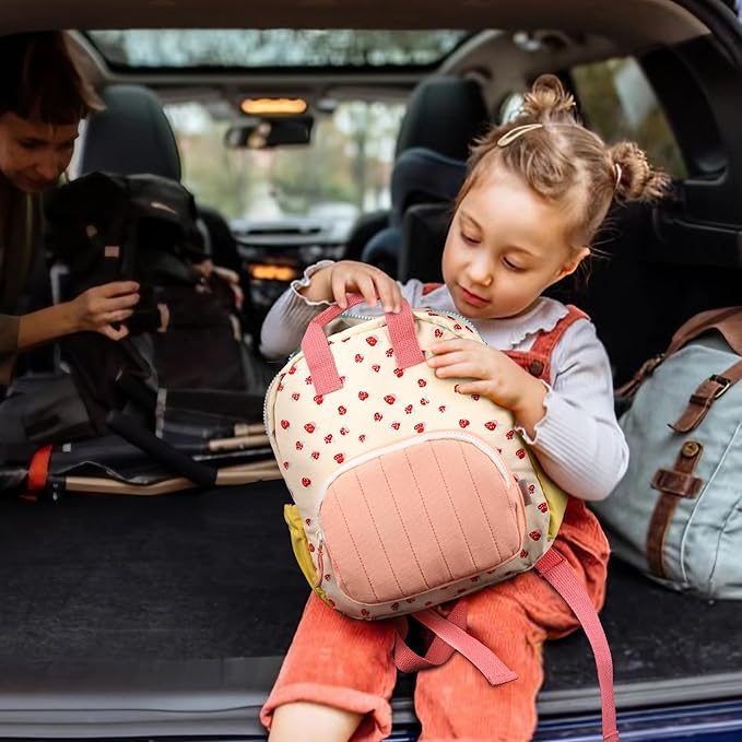 GAGAKU Toddler Backpack for Girls - Kids Mini Bag 2-6 years old Cartoon Breathable Comfortable Preschool Daypack for School Travel - Pink Strawberry