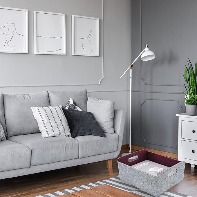 Welaxy Storage Baskets Collapsible Felt Storage bin Foldable Shelf Drawers Organizers for Kids Pet Toys magazine Books Clothes Closet Cabinet decluttering (Curry +Moss green + Wild berry)