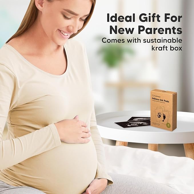 4-Pack Inkless Baby Hand and Footprint Kit - Mess Free Ink Pad for Newborn Keepsake, Dog Nose & Paw Print Kit, Clean Touch Ink Pad for Baby Hand & Footprints, Ideal New Mom Gifts (Jet/Navy)