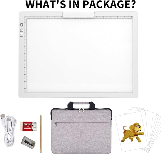KOBAIBAN Wireless A4 Light Pad with Carry Bag, Innovative Stand, Top Clip, Stepless/ 6-Level Dimmable Brightness Rechargeable tracing Light Box/Board for Cricut Weeding Vinyl, Diamond Painting (White)
